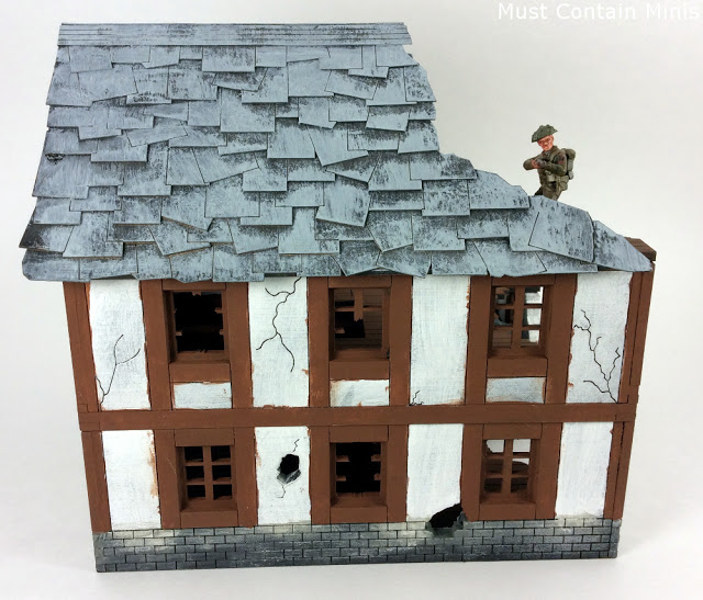 Painted MDF House with Bolt Action Figure for scale