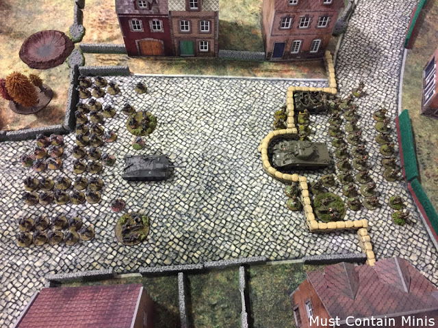 A great shot of the battlefield with the two Armies - Bolt Action
