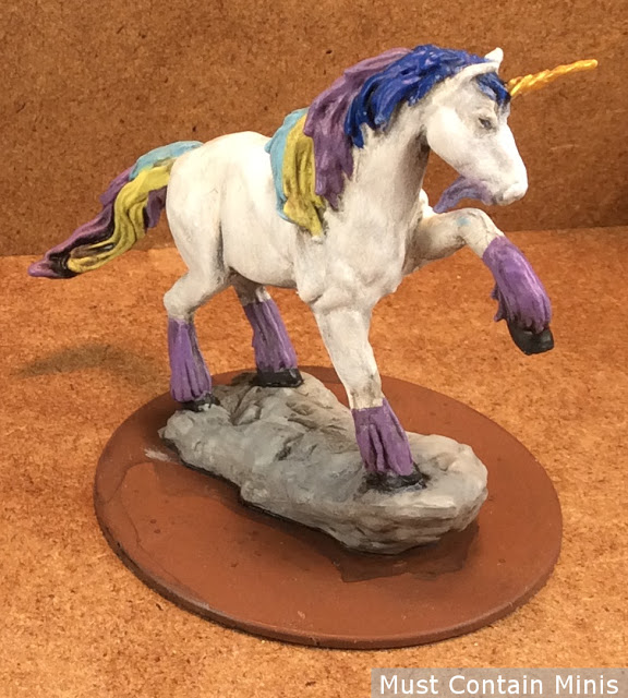 Painting up a Dungeons and Dragons / Pathfinder Unicorn Miniature