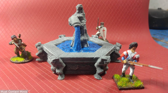 28mm with 3D Printed Fountain - DragonLock Fat Dragon Games