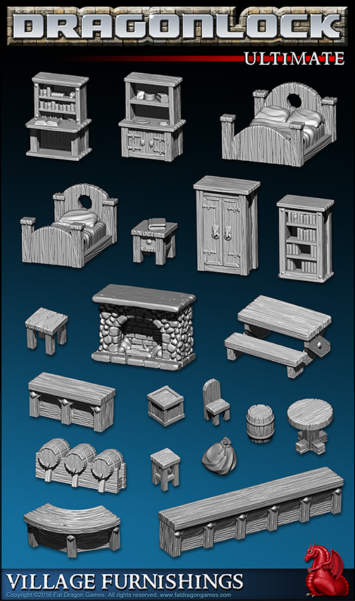 Village Furnishings Collection for 3D Printer