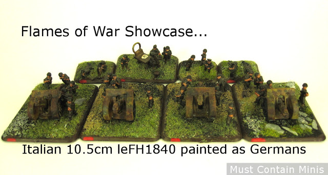 Read more about the article Flames of War Showcase: Italian 10.5cm leFH1840 Artillery Guns painted as Germans