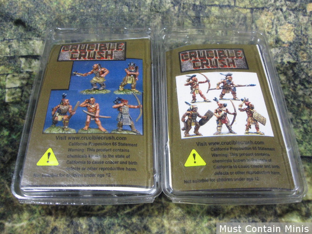 Back of Flint and Feather 5 Miniature Blister Packs