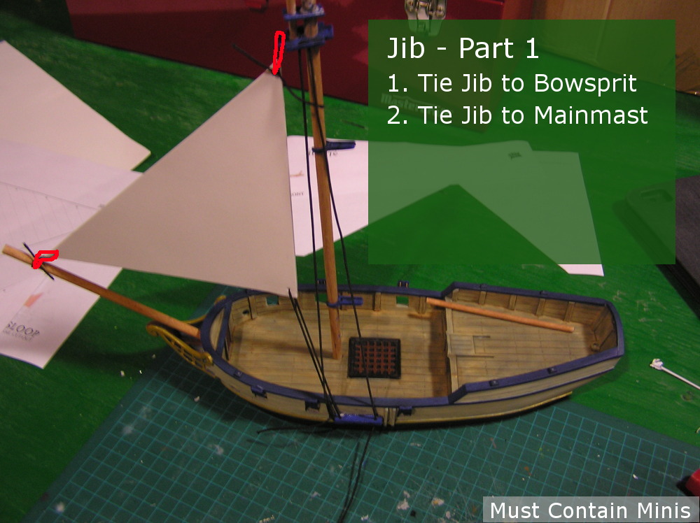 Rigging the Blood and Plunder Jib Sail for their Sloop