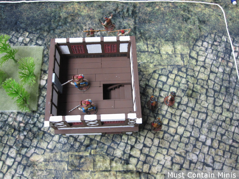 Spanish deployment in a tabletop miniatures game.