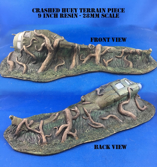 Downed Helicopter 28 mm terrain for vietnam wargaming 
