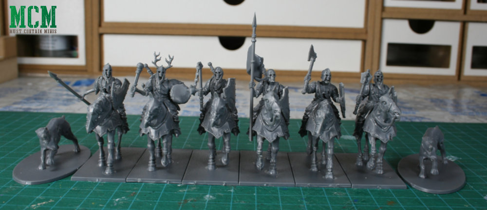 The miniatures that come in the Living Dead Knights boxed set for Forgotten World by Fireforge Games