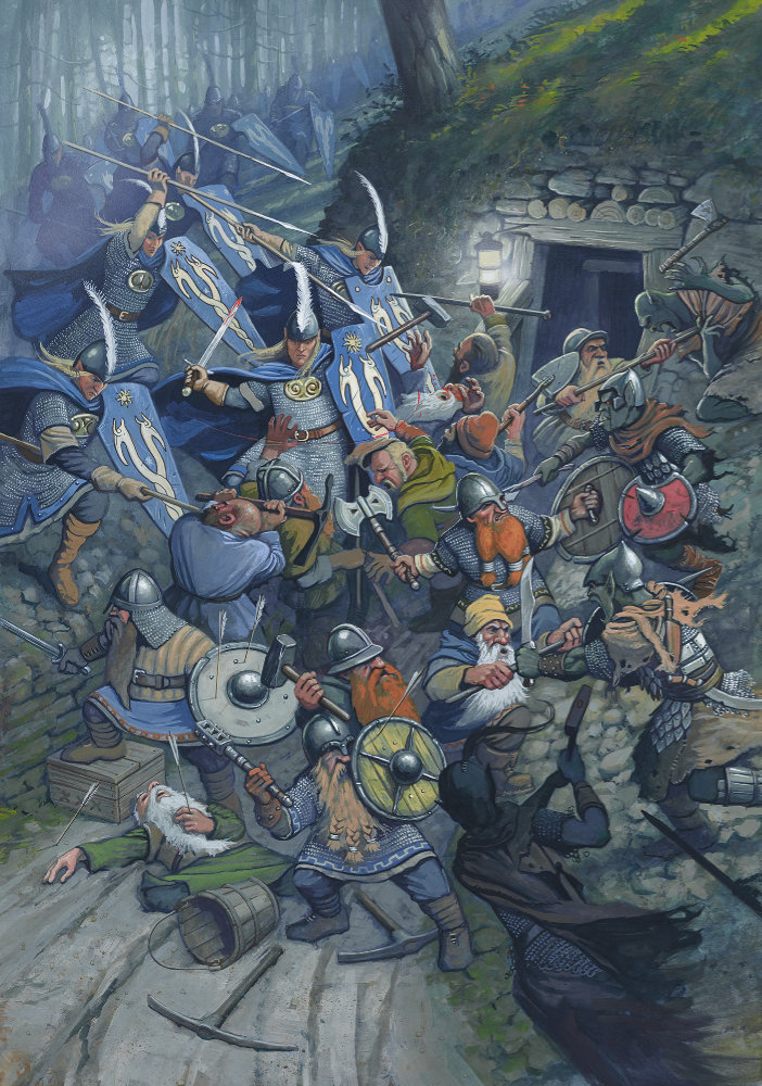 Oathmark Artwork - Elf and Goblin vs Dwarf