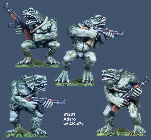 Adaro - 28mm Deep One miniatures with AK-47s