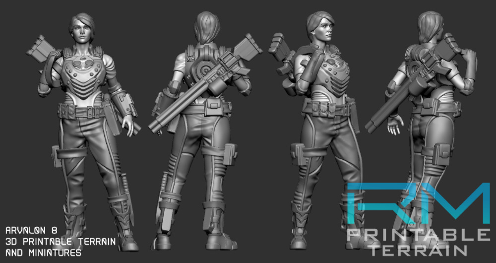 Arvalon 8 Kickstarter Preview Miniature. 28mm to 32mm miniature that could be resized to other scales too. 
