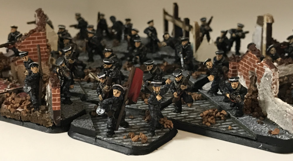 A Platoon of Russian Strelkovy soldiers for Flames of War. 