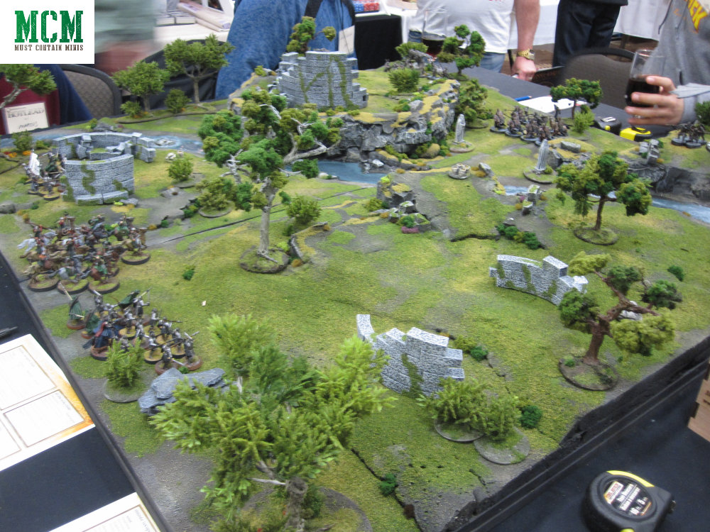 Blurry photo of the Lord of the Rings Demo table at Hotlead 2019's Gaming Convention.