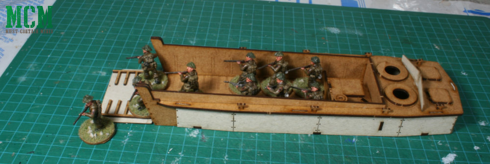 An American Sarissa Precision LCVP Higgins boat loaded up with British Solders - Bolt Action. 