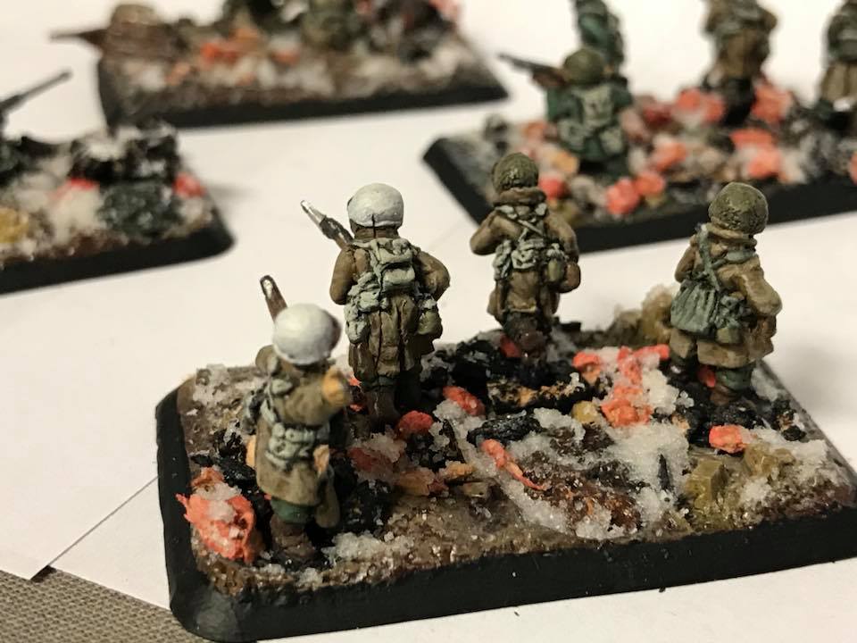 A winter based Flames of War stand.