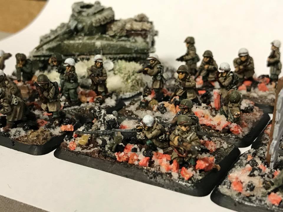 American Winter Infantry armed with a 50 Caliber Machine Gun. 15mm miniatures for Flames of War and other games.