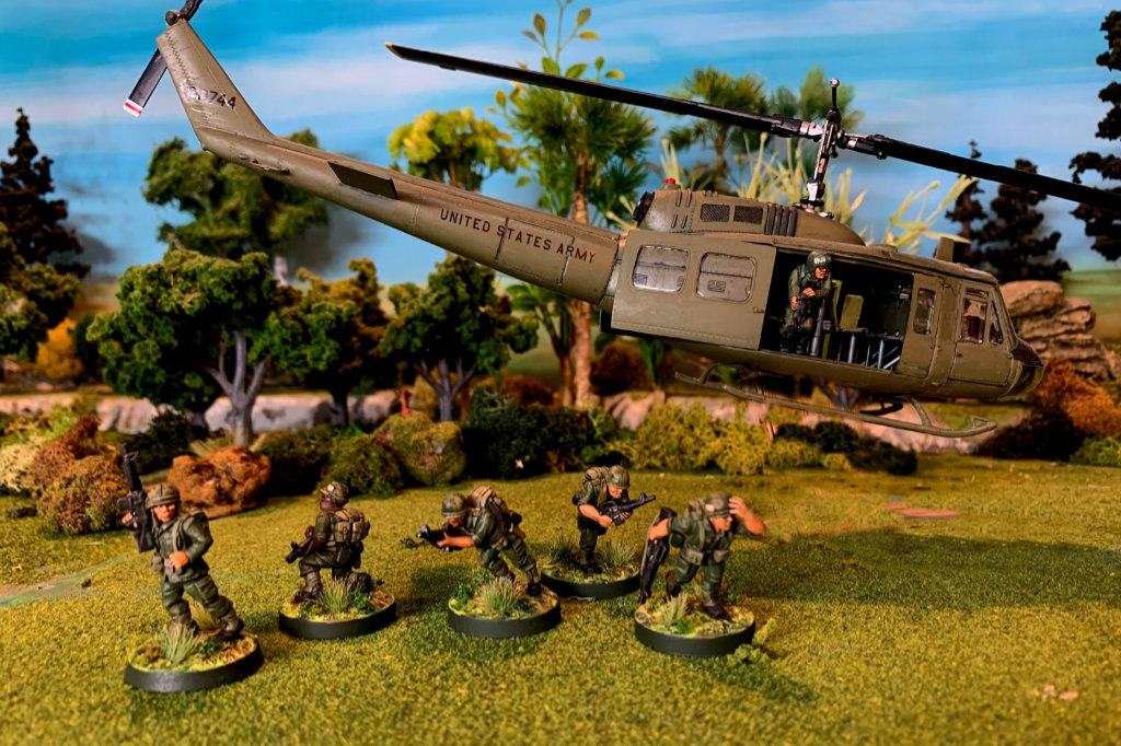 28mm Vietnam War American Miniatures with a Helicopter