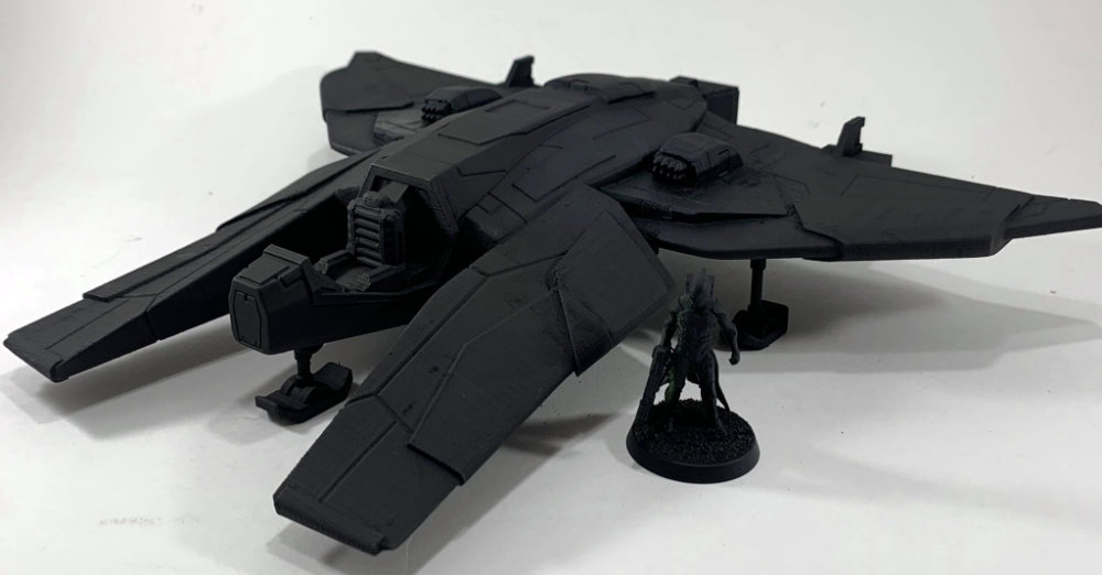 A fast space ship with missile launchers. This would be nice for an independents ship in Star Wars Legion. 3D Printed Miniatures Terrain. 