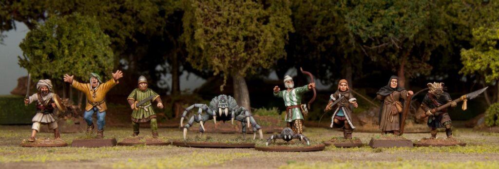A 28mm scale comparison of the spider vs Frostgrave miniatures, Wargames Atlantic Miniatures, and other miniatures. 