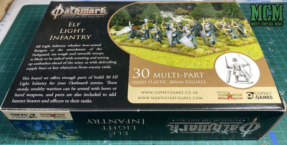 Oathmark Elf Light Infantry packaging - back of box.