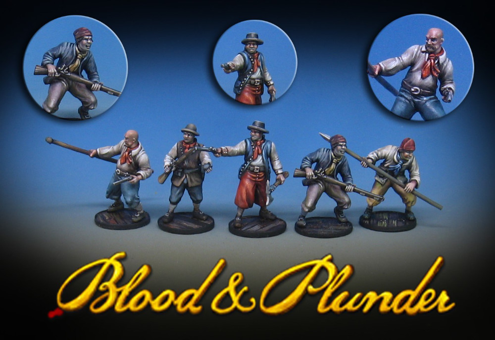 Raise the Black Blood and Plunder preview miniatures - Hard Plastic 28mm pirates. 