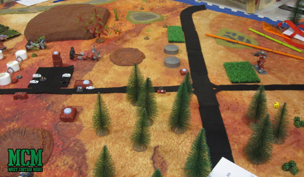 Giant stompy miniatures game in play at broadsword 8