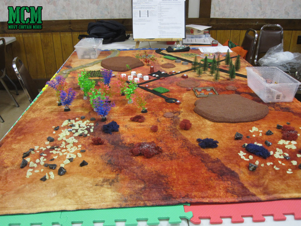 A Cigar Box Battle Gaming Mat - Red Planet for a Battle Mech Game