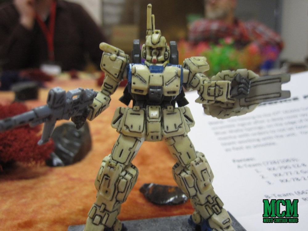 Gundam style toy mechs used as miniatures