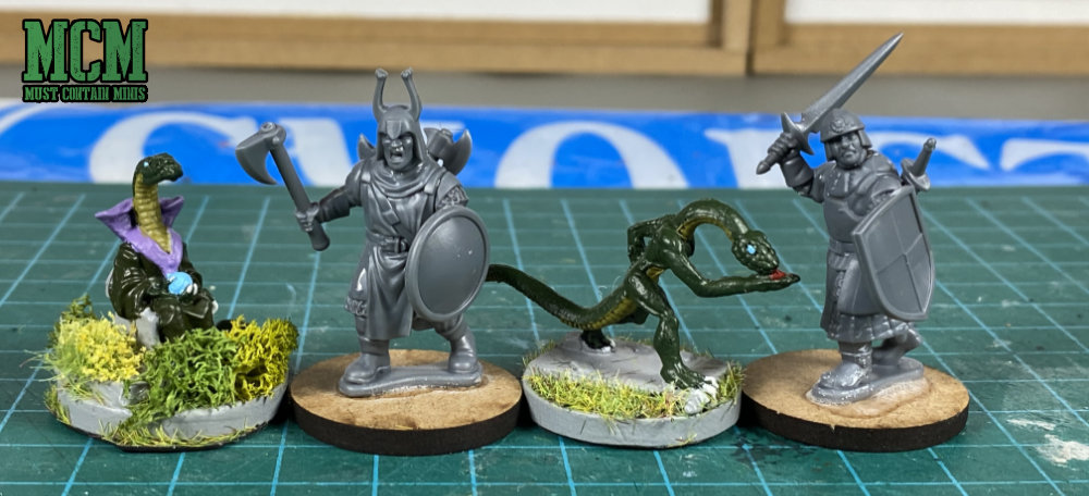 Frostgrave Knights to RAFM Serpent Men scale comparison pictures