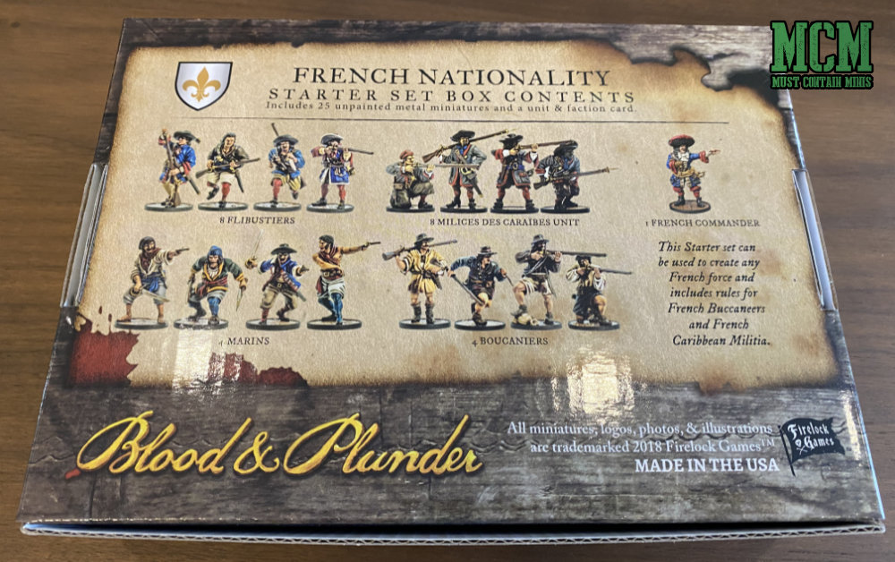 What is in the French Nationality Starter Set for Blood & Plunder by Firelock Games