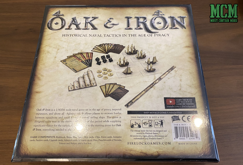 Back of the box - Oak & Iron Starter Set by Firelock Games