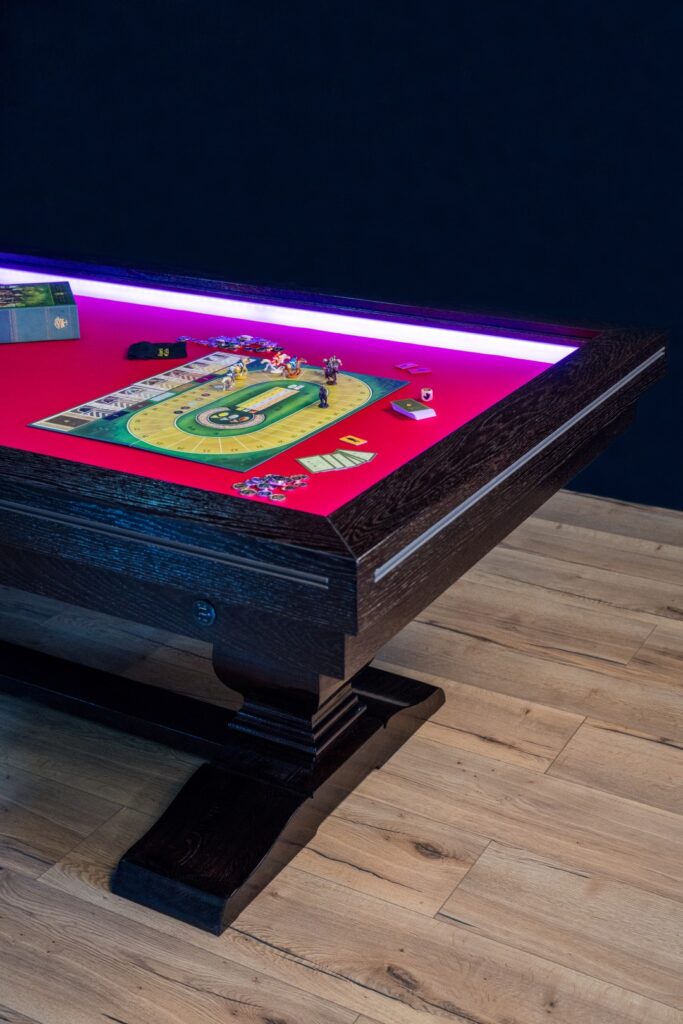 Gaming table with inline lighting 