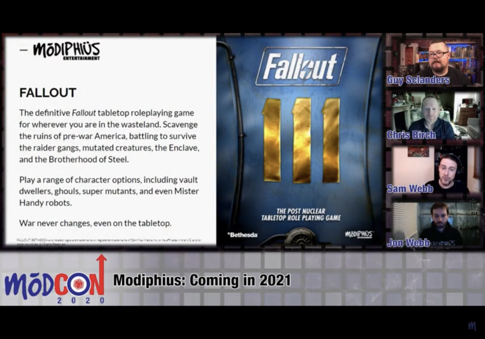 Modiphius in 2021 will release a Fallout 2D20 RPG game. 
