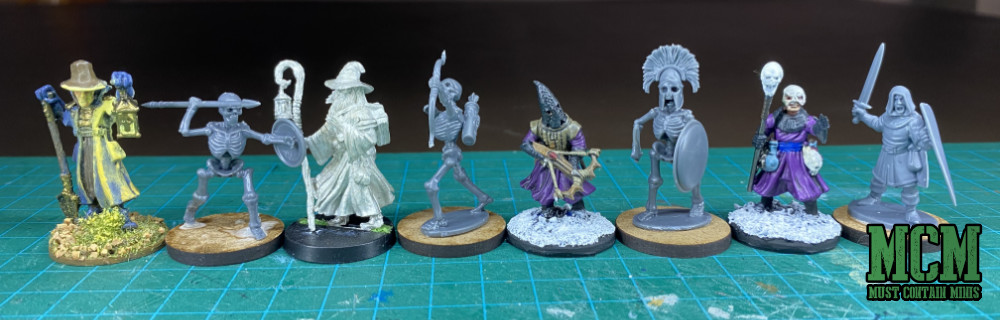 Scale comparison - Wargames Atlantic Skeletons to Reaper miniatures, DGS Games, Frostgrave, and Oathmark