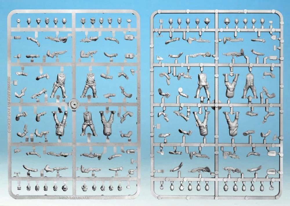 A preview image of the fronts and backs of the Stargrave Crew Plastic Frame.