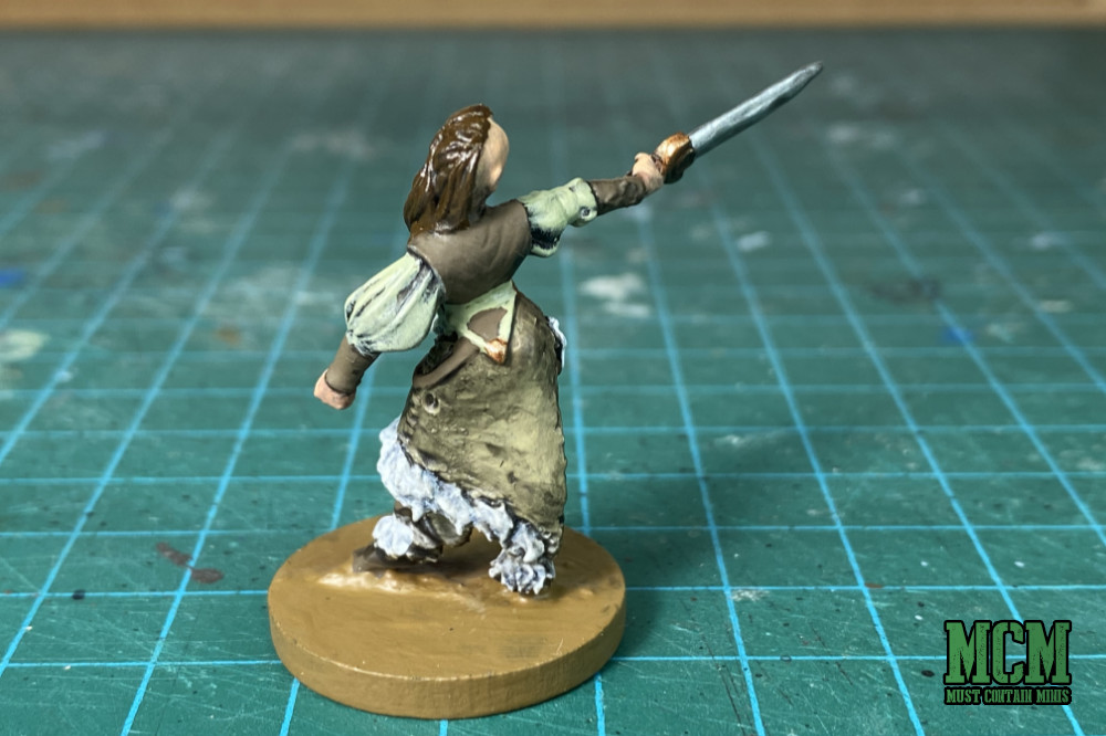 The back of a female barbarian by Westfalia miniatures for Dungeons and Dragons 5E