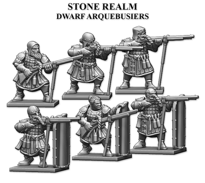 Stone Realm Dwarves - 28mm Dwarf Thunderer proxy miniatures.