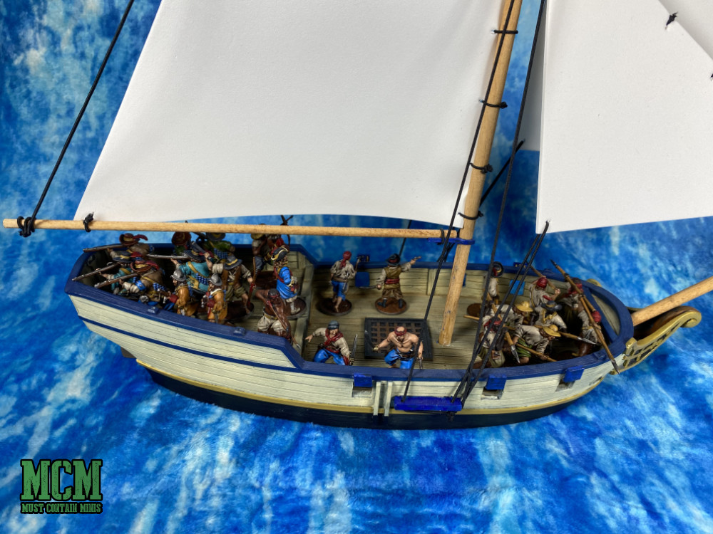 A pirate ship in a 28mm miniatures game