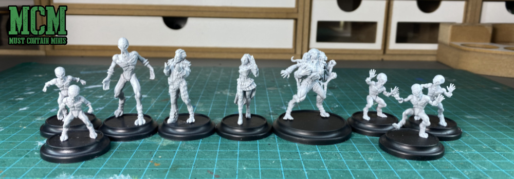 unpainted miniatures of the Cerulean Clade Posse
