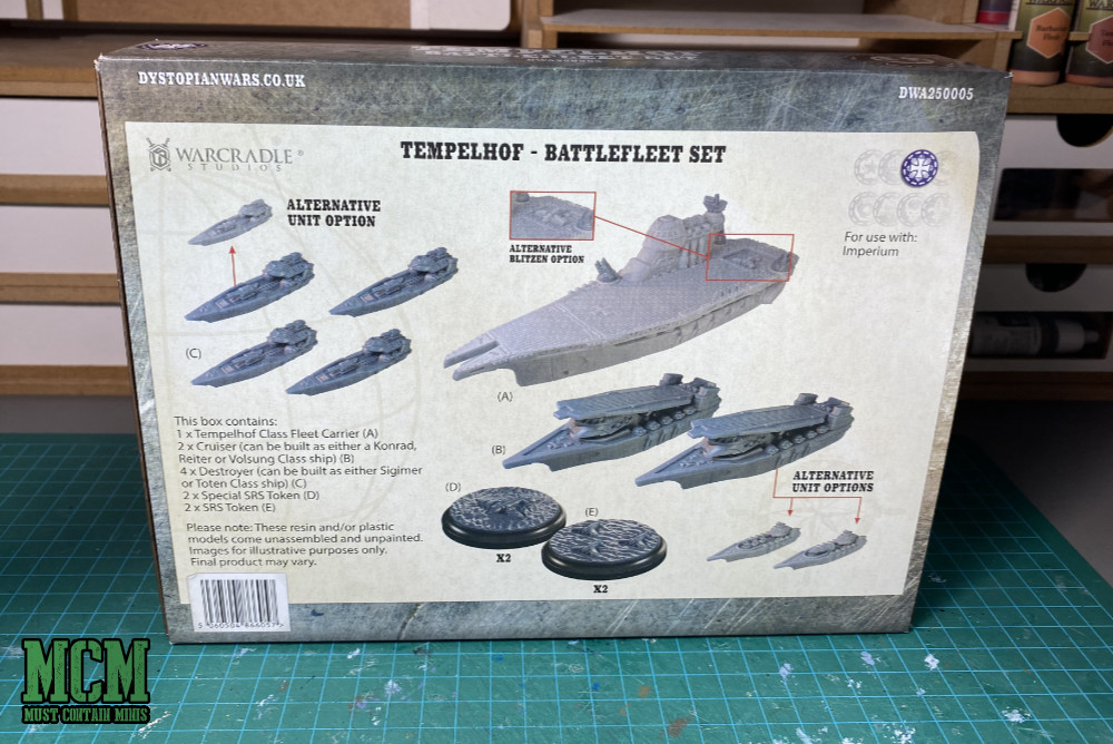 Back of the Box - Dystopian Wars Prussian Support Ships and Carriers. 