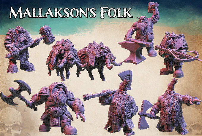 Mallakson's Folk - 3D Printed Dwarfs - STL Files