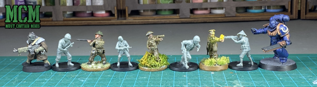 Rubicon Models 28mm miniatures scale comparison to Warlord Games and Games Workshop