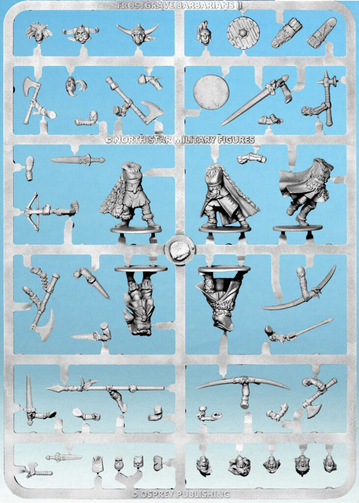 Frostgrave Female Barbarian Miniatures Sprue - New 28mm miniatures by North Star Military Figures and Osprey Games - Front