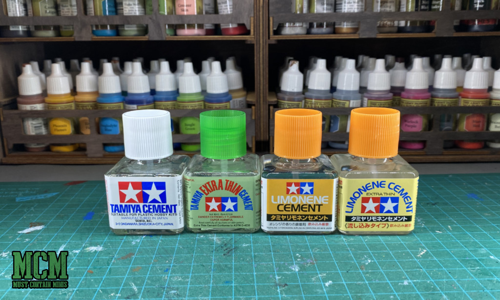 It works with all of these Tamiya glues - be it Plastic Cement or Limonene, they all fit into this holder