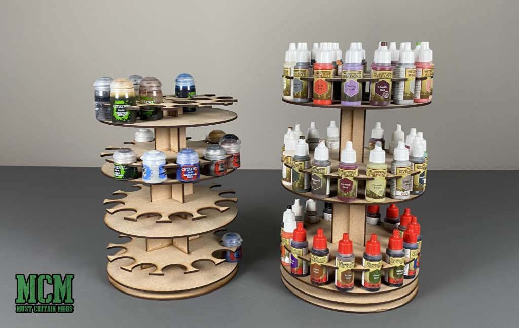 Two Spinning Paint Racks side by side for miniature painting and warhammer