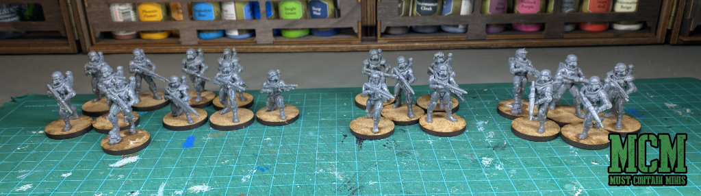 The completed models from one box of Eisenkern Stormtroopers 