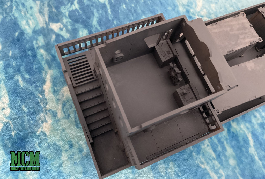 Some of the interior detail is accessible. To make the bottom section accessible, you would have to make your own method as the TTCombat instructions have you sealing that layer off. 