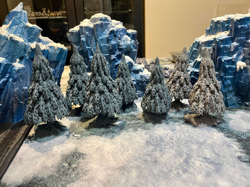 trees and ice cliffs wargaming terrain
