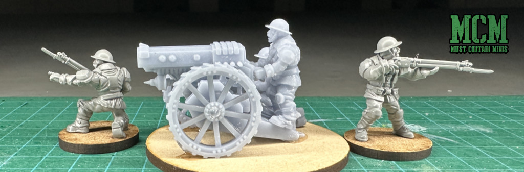 This 3D printed Model fits in perfectly with Wargames Atlantic's Death Fields British Bulldogs. 