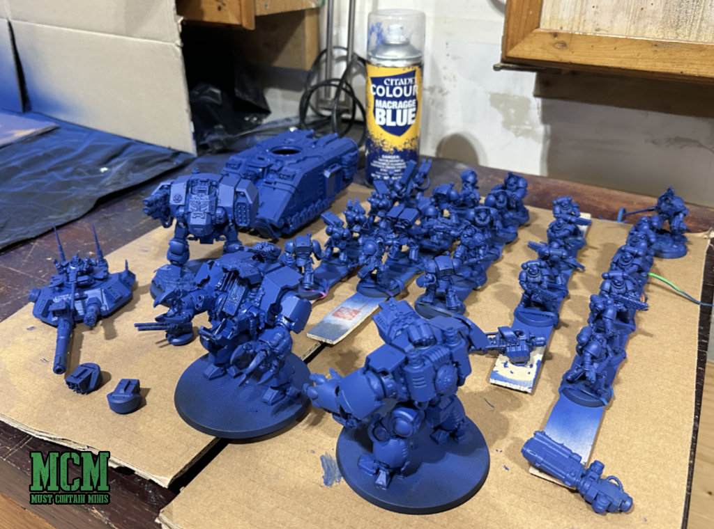 Using Macragge blue to prep some models for painting 