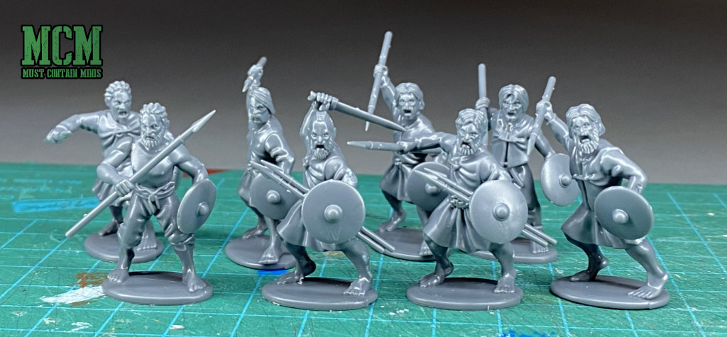 A group of 8 warriors before basing the figures